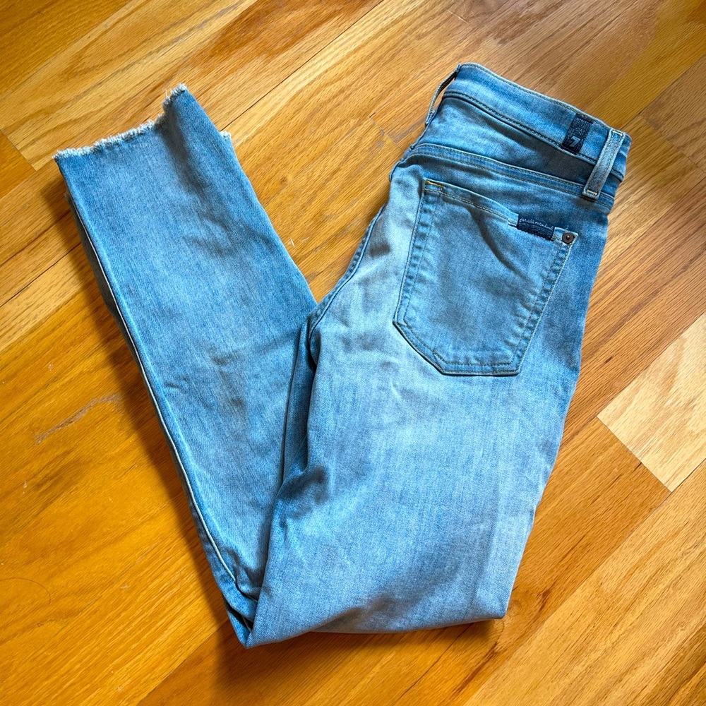 7 for all mankind high waisted ankle frayed jeans